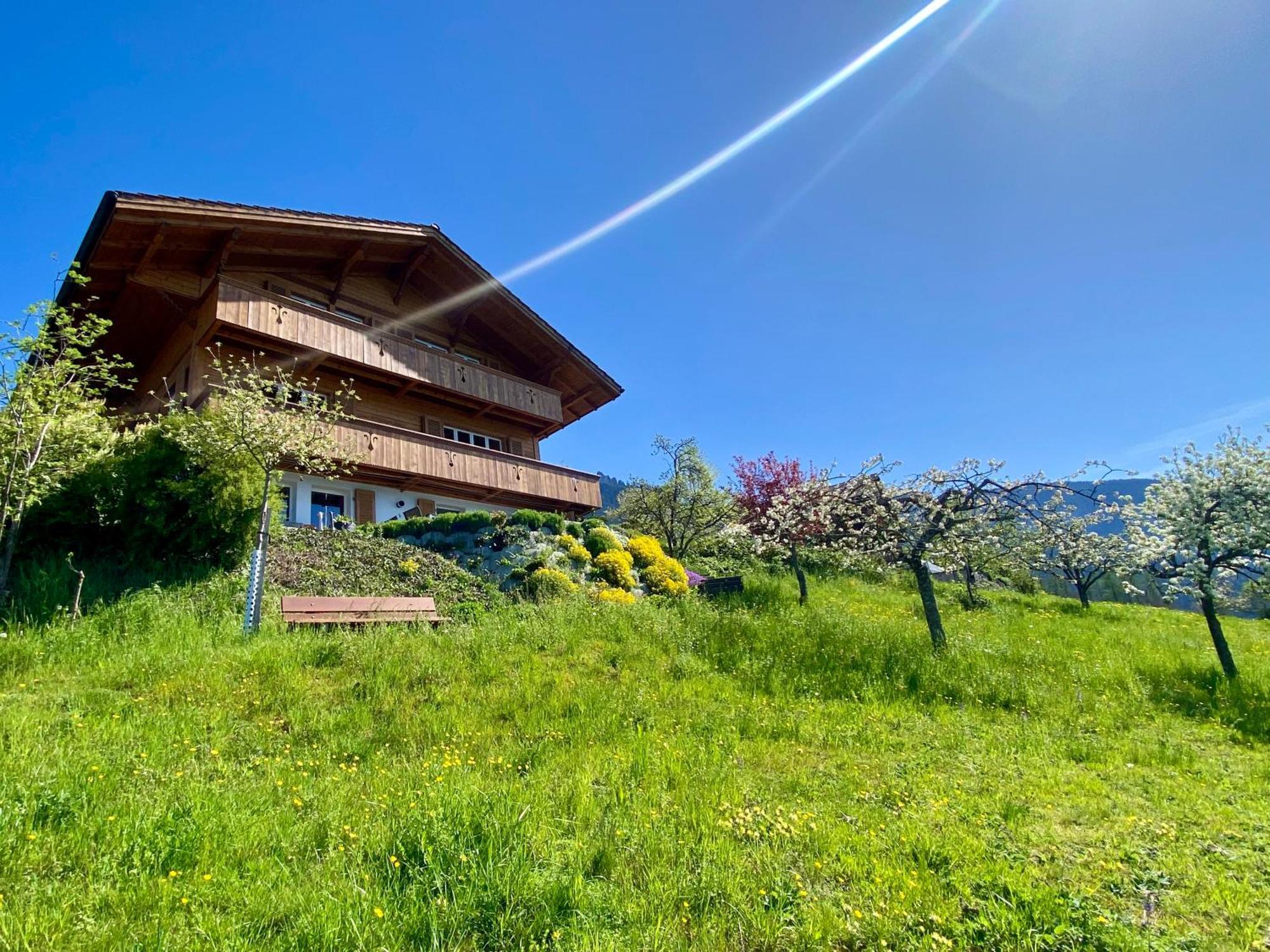 Chalet Egglen "Typical Swiss House, Best Views, Private Jacuzzi" Зигрисвил Екстериор снимка